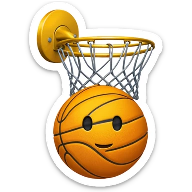 Crea un emoji de un autobús de una escuela con un aro de básquet en la parte de enfrente sticker
