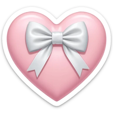 pastel pink heart with white ribbon bow tied around it sticker