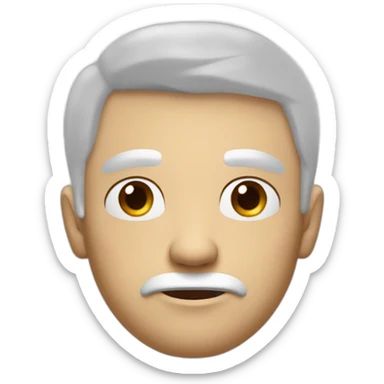 Man looking emotionless or depressed, white short hair, white skin, red nose and wrinkled and without facial hair sticker