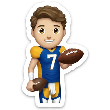 josh allen wearing a number 17 jersey in front of a trophy  sticker