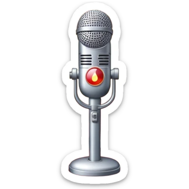 Create a glamorous and vibrant emoji that represents pop vocal performance. The emoji should feature a vintage stage microphone on a red carpet, with a spotlight shining on it. The stage should be empty but illuminated with concert lights, creating an atmosphere of excitement. Add elements like a festive firework display and a sparkling costume with rhinestones. Surround the scene with a ribbon made of musical notes to symbolize the connection to music. Use bright colors like gold, red, and silver, with a touch of sparkle to convey the glamour and energy of pop vocal performance. The background should be transparent. sticker