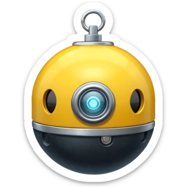 cartoon sea mine with a fuse, emoji style sticker