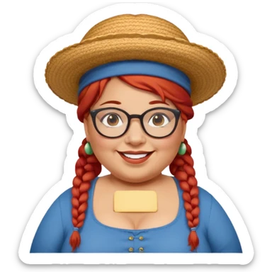 woman glassess, very fat venice gondolier with iconic hat and red hair woman braided sticker