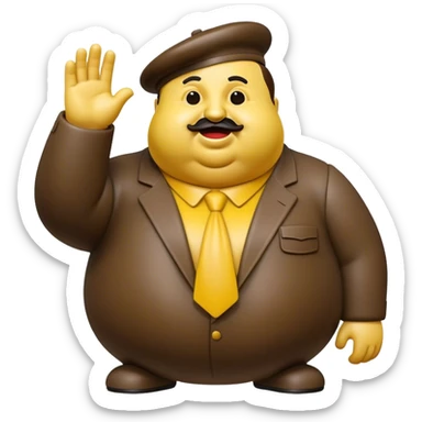 Cinematic Realistic Botero Sculpture Pop Culture Emoji, featuring an exaggerated, whimsical portrayal inspired by the famed sculptor rendered with dynamic textures and vibrant, artistic lighting. sticker