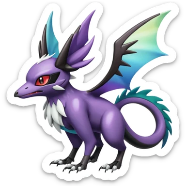 Shiny Noibat-Noivern-Mightyena-Silvally-Fakémon-hybrid-creature (full body)  sticker