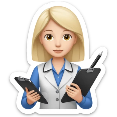 a survey research interviewer asking questions and recording data sticker