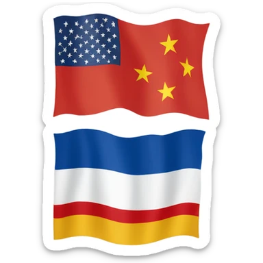 Combined flag of 4 countries, Germany, United States, Italy and China sticker