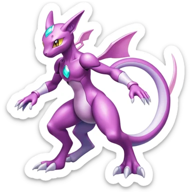 Anthro Sona Colorful Godly Celestial Shiny Mewtwo-Genesect-Palkia-Fakemon Fantasy Creature Full Body sticker