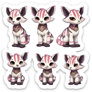 cute Kawaii edgy shy fantasy animal fursona Fionbri Vernid creature by griffsnuff & LiLaiRa & Falvie with with cool stripe patterns full body sticker