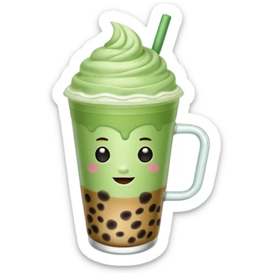 matcha latte with boba and ice without sticks and add a lil coffee  sticker