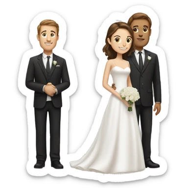 Tall Man with brown hair and woman with brown hair getting married  sticker