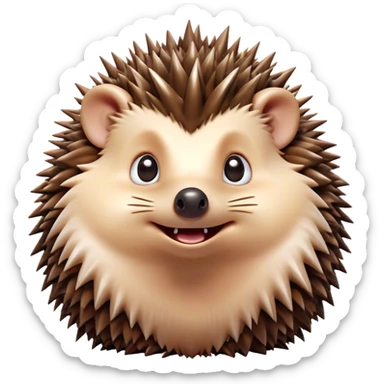 Cinematic Comical Hedgehog Portrait Emoji, Head tilted dramatically with an exaggeratedly amused expression, featuring a striking spiky brown Fur with a quirky, scrunched-up face and wide, expressive eyes filled with playful disbelief, Simplified yet hilariously expressive features, highly detailed, glowing with a slightly sassy glow, high shine, dramatic yet playful, stylized with an air of cheeky mischief, bright and endearing, soft glowing outline, capturing the essence of a spirited and over-the-top hedgehog, so meme-worthy it feels like it could roll its spines into internet fame instantly! sticker
