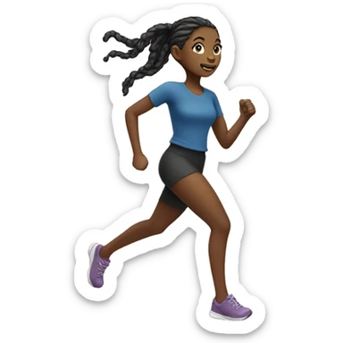 Black girl with locs in a ponytail running sticker