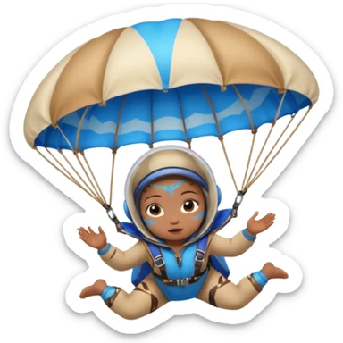 Skydiving girl baby shaman with parachute and UFO blue sticker