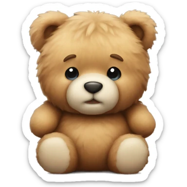Fluffy cute chubby teddy bear sticker