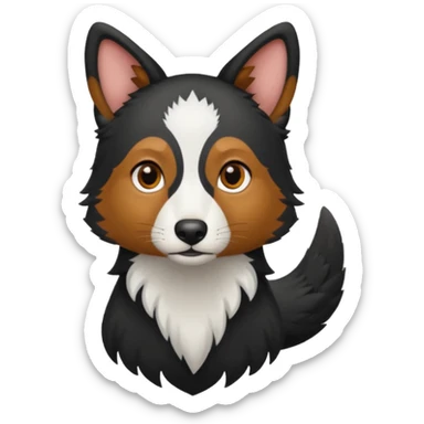 berger australien avec le corps noir et le bout de la queue  et la tete blanche sticker