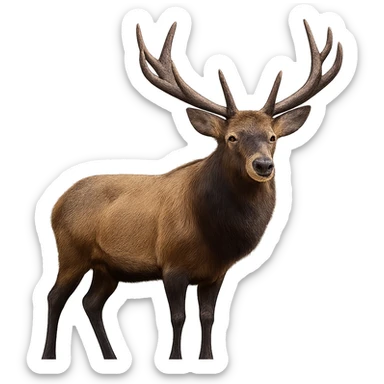 Make the elk more realistic with no background, photorealistic style. sticker