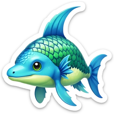 Exotic tropical shiny rare epic cute hydro Fakémon-creature, full body, with random markings sticker