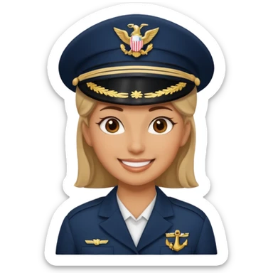 Female navy soldier, big face. sticker