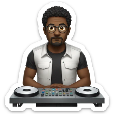 A beatmaker men with a 16-pad drum machine emoji  sticker