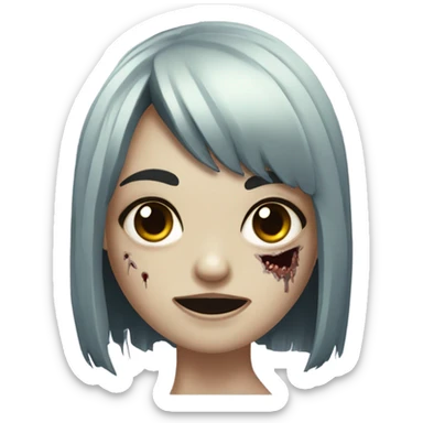 zombie girl short black hair with bangs emoji  sticker