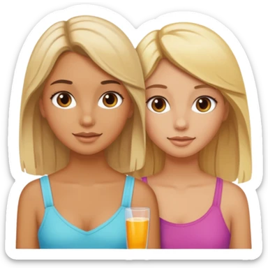Gebräuntes Mädchen mit blonden Haaren und ihrer gebräunte braunhaarige Bestie  sticker
