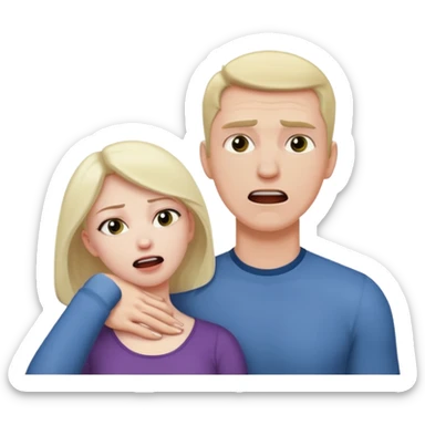 Un homme possessif qui essaye d’attraper le cou de sa femme sticker