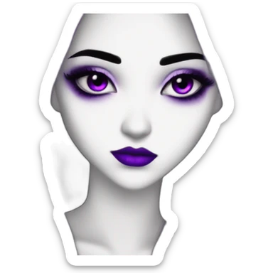 Elissabat -long-hair-dark-plumpurple-and-black-vampire-goth-makeup-pinkeyes-romanticgothcloses- sticker