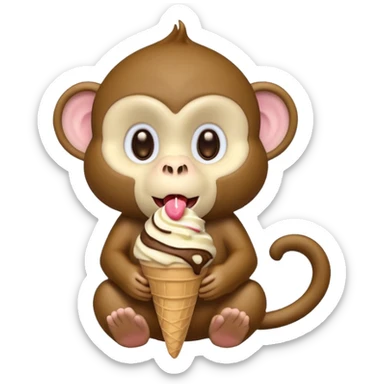 a monkey with an ice cream cone coming out of its mouth sticker