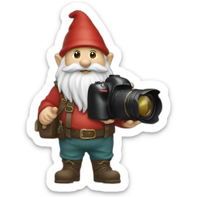 gnome holding a camera in his hands sticker