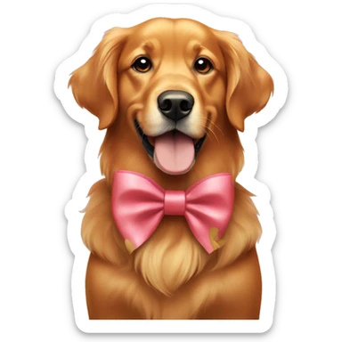 Red golden retriever with bows  sticker