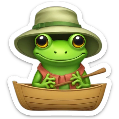 Bucket hat frog rowboat sticker