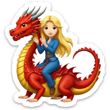  long hair woman on the dragon sticker