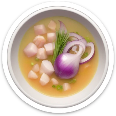 hot soup with the following ingredients red onions, albacore and yucca sticker