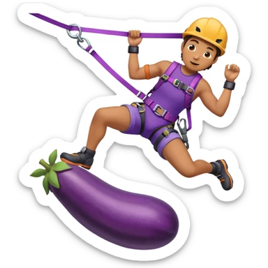 Rock climber Riding eggplant  sticker
