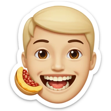 Someone with a piece food stuck in the middle of their teeth sticker