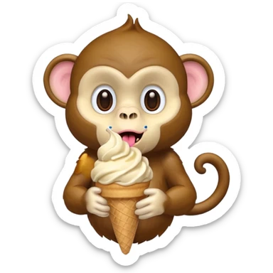 a monkey with an ice cream cone coming out of its mouth sticker
