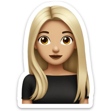 portrait of a girl brown with long black straight hair wearing a black off shoulder top sticker