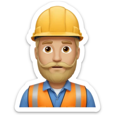 blond man with long beard construction worker sticker