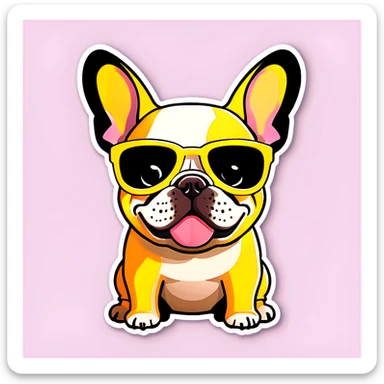 Make a french bulldog with a summer vibe and sunglasses  sticker