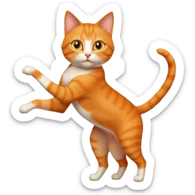 full body solid orange domestic shorthair slim cat with yellow/orange eyes playing sticker