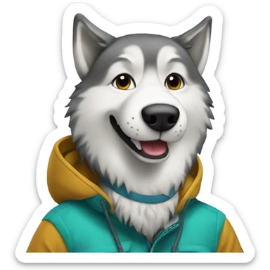 Snowboarding Huskie  sticker