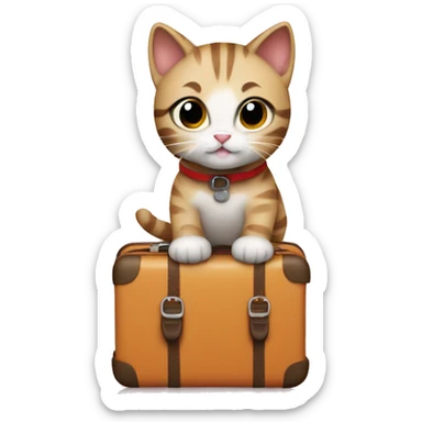 a cute cat going to sea trip with a luggage sticker
