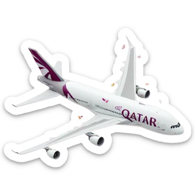 Qatar airways A380 taking off trailing confetti sticker