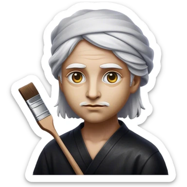 Cinematic Realistic Rembrandt Portrait Emoji, depicted as a master painter with deep reflective eyes and dramatic chiaroscuro, rendered with intricate textures and moody historic lighting that captures his timeless artistry. sticker