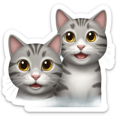 Two happy grey tabby cats sticker