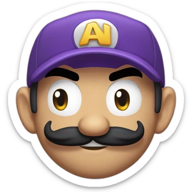 1 Waluigi with à howl purple cap and à black mustache sticker