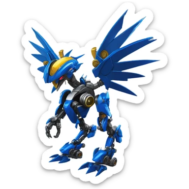 futuristic mechanical spiky Medabot-raptor-dragon-Bionicle-mecha full body sticker