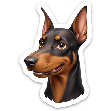 cinematic-comical-doberman-portrait-emoji,-head-tilted-dramatically-with-an-exaggeratedly-amused-expression,-featuring-a-vibrant-black and tan-fur-with-a-lively-sheen,-wide,-expressive-brown-eyes-filled-with-playful-disbelief sticker