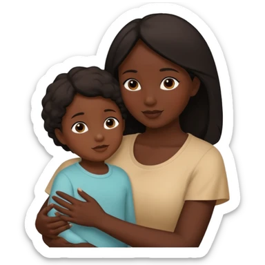mother and child silhouettes embraced by hands sticker
